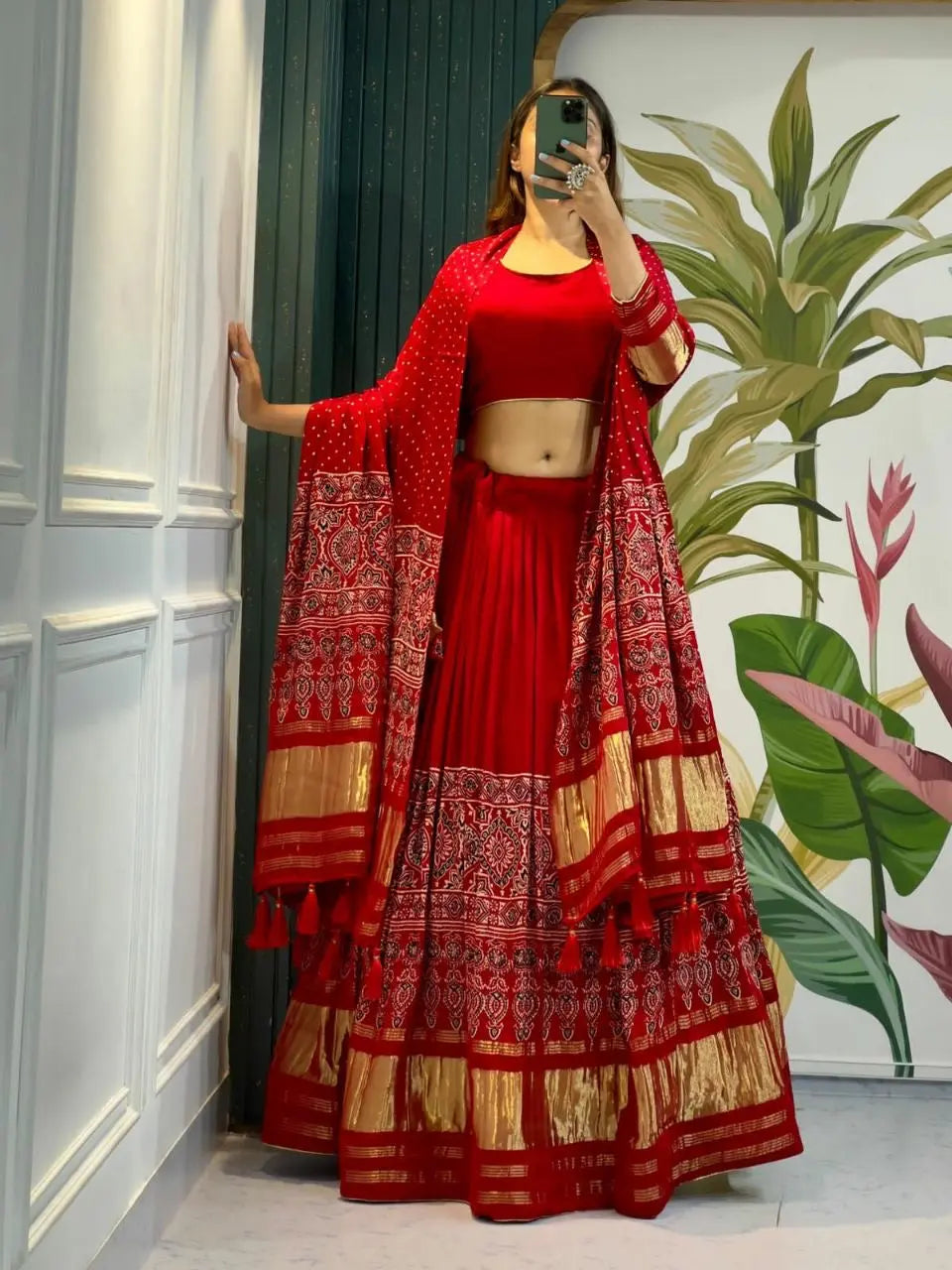 Modal Authentic Hand Blocked Ajrakh work Navratri Special Chaniya Choli - Premium from Ethenika.com - Just INR 6990! Shop now at Ethenika.com