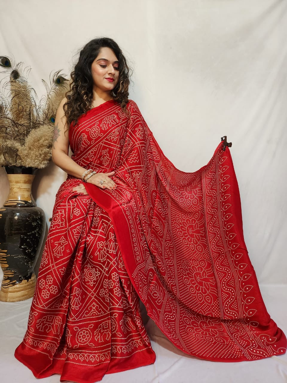 Modal Silk Bandhani Print Saree - Premium from Ethenika.com - Just INR 3490! Shop now at Ethenika.com