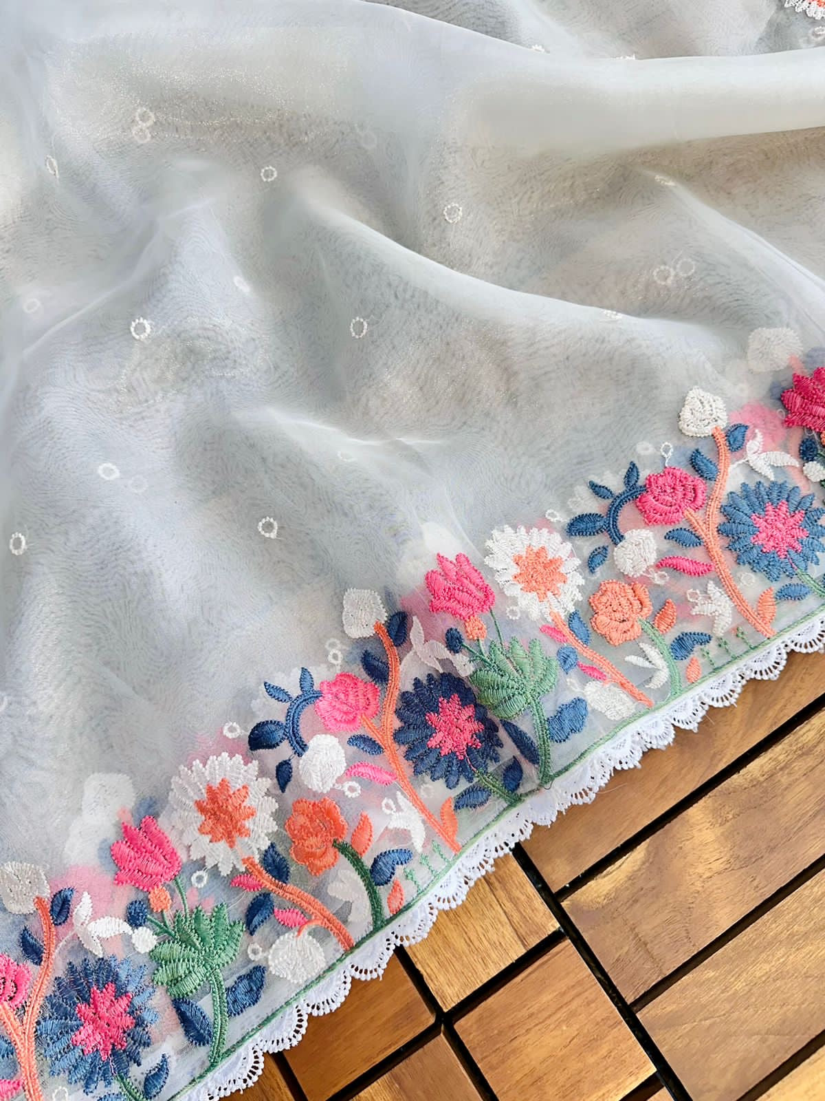 Pure Organza Embroidery work Saree - Premium from Ethenika.com - Just INR 2290! Shop now at Ethenika.com