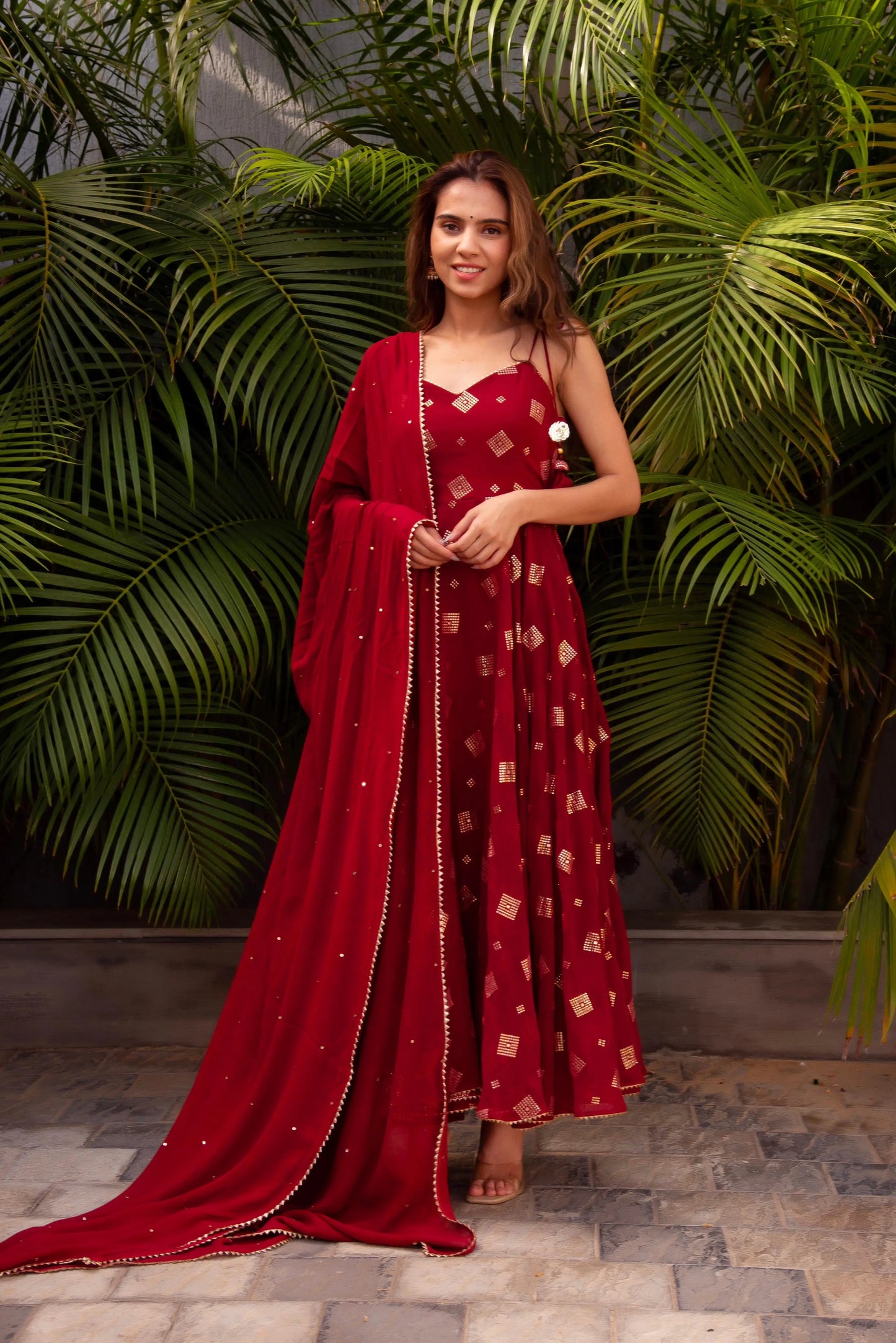 Georgette Blooming Flare Golden embroidery work Kurti Dupatta Set - Premium from Ethenika.com - Just INR 1890! Shop now at Ethenika.com