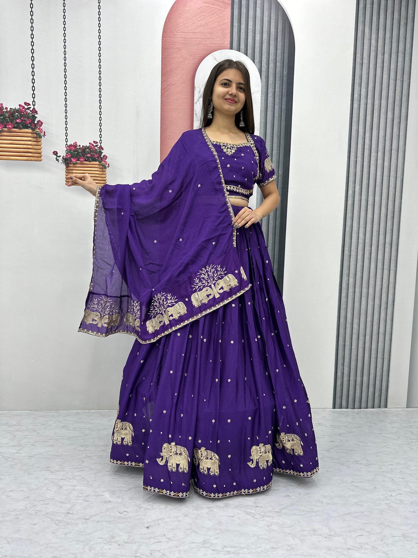 Chinon Thread Embroidery work Chaniya Choli - Premium from Ethenika.com - Just INR 3990! Shop now at Ethenika.com