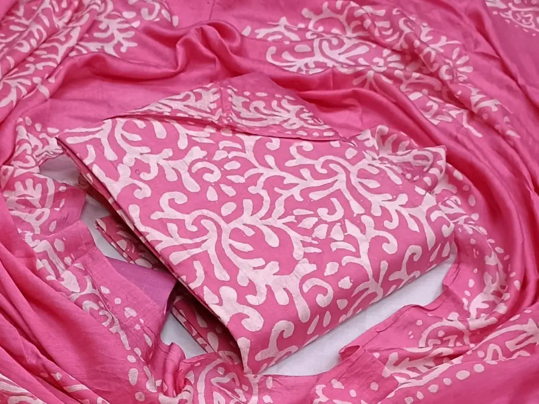 Cotton Hand Blocked Wax Batik Dress Material (Unstitched) - Premium from Ethenika.com - Just INR 1290! Shop now at Ethenika.com