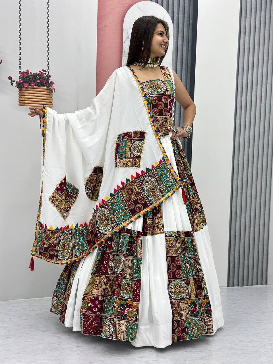 Pure Cotton White Concept Navratri Special Chaniya Choli - Premium from Ethenika.com - Just INR 4990! Shop now at Ethenika.com