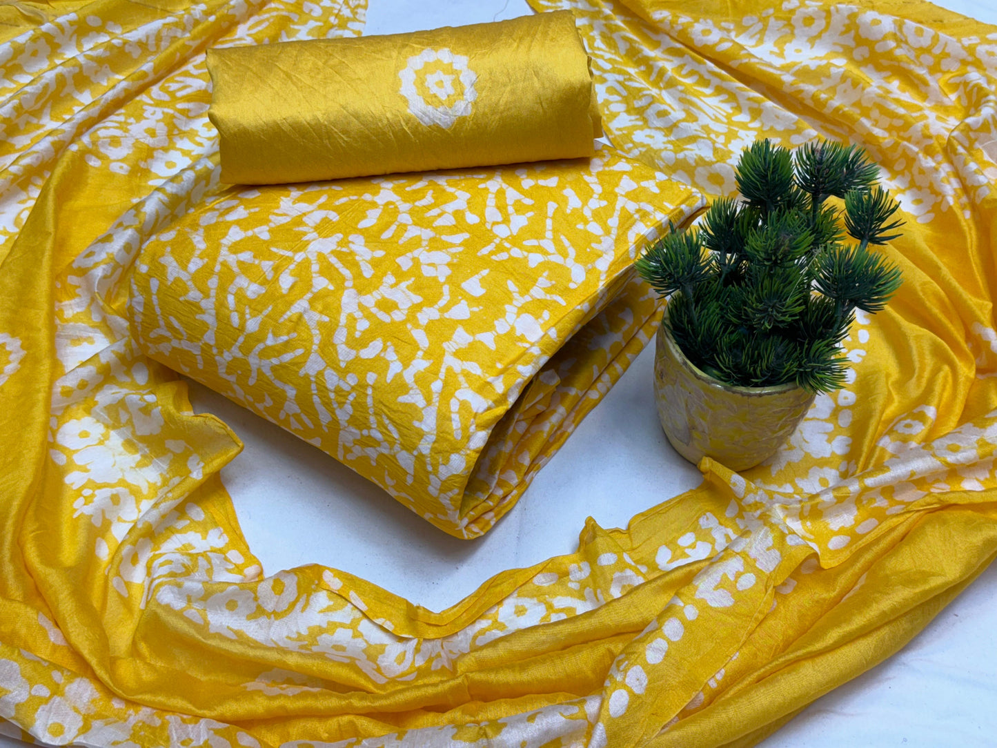 Muslin Silk Hand Blocked Batik Print Dress Material - Premium from Ethenika.com - Just INR 1890! Shop now at Ethenika.com