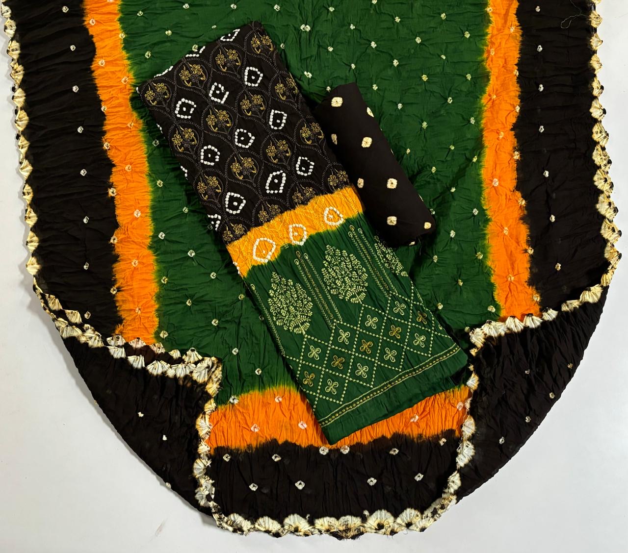 Cotton Thread Embroidery work Multicolor Bandhani Dress Material - Premium from Ethenika.com - Just INR 1890! Shop now at Ethenika.com