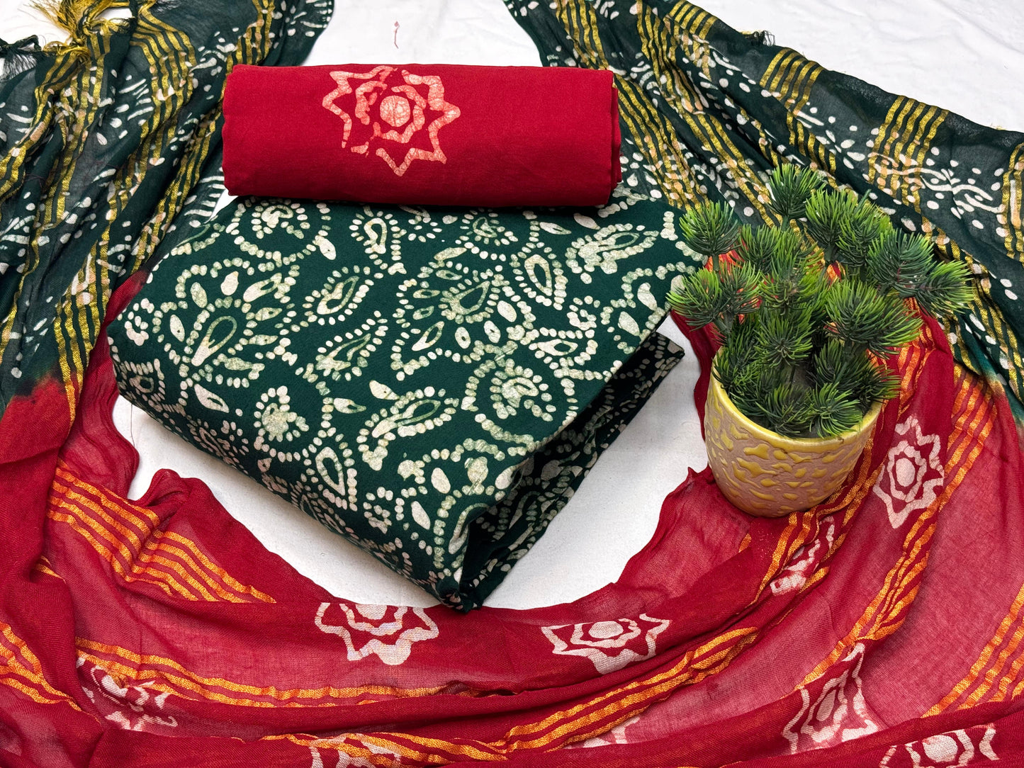 Cotton Hand Blocked Batik Dress Material - Premium  from Ethenika.com - Just INR 1390! Shop now at Ethenika.com