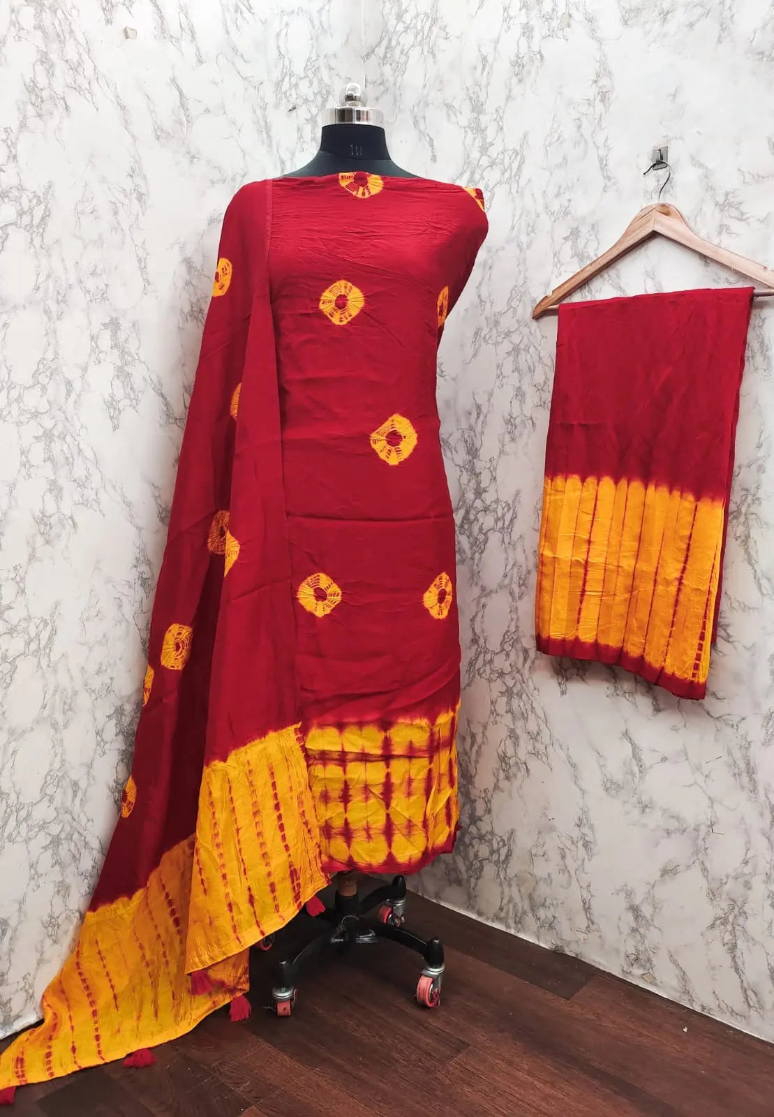 Cotton Shibori Bandhani Work Bandhani Dress Material (Unstitched) - Premium from Ethenika.com - Just INR 1390! Shop now at Ethenika.com