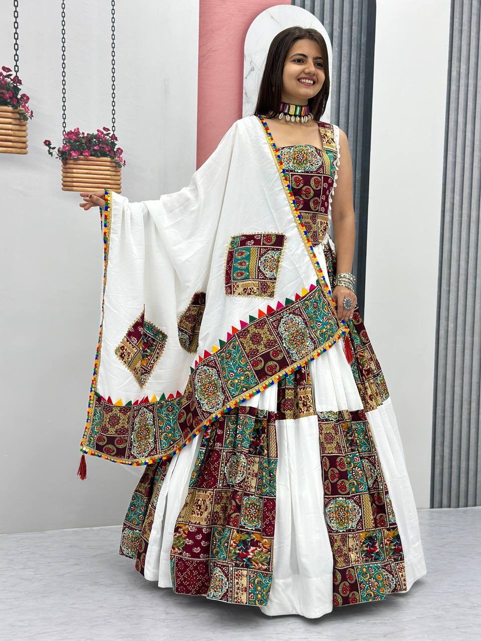 Pure Cotton White Concept Navratri Special Chaniya Choli - Premium from Ethenika.com - Just INR 4990! Shop now at Ethenika.com