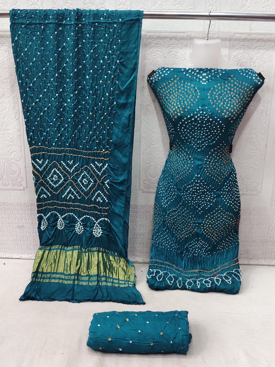 Ethenika Modal Ghazi Silk Original Kutch Hand Crafted Bandhani Dress Material - Premium from Ethenika.com - Just INR 6990! Shop now at Ethenika.com