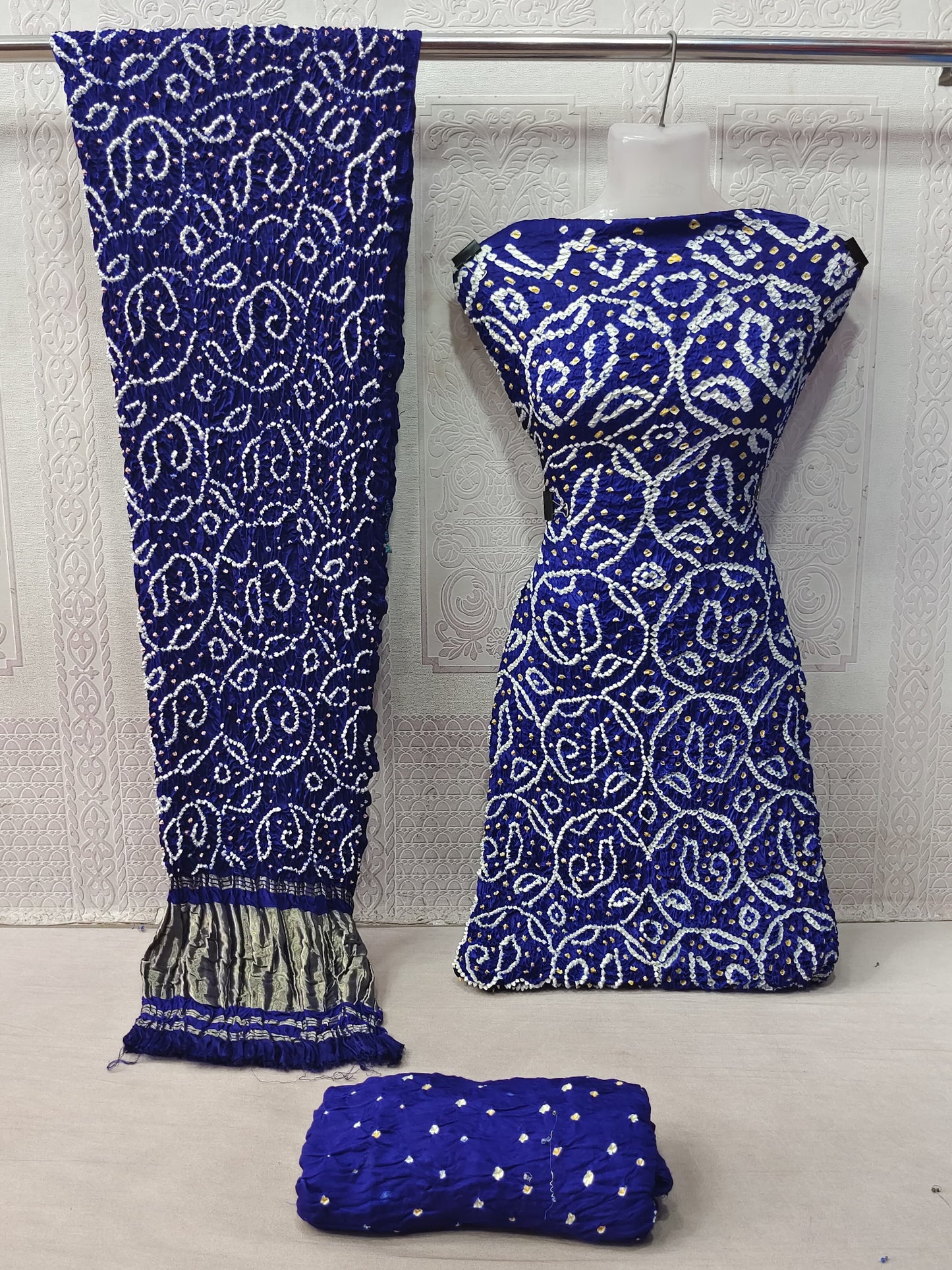 Modal Ghazi Silk barik Bandhej work Kutchi Bandhani Dress Material - Premium from Ethenika.com - Just INR 6990! Shop now at Ethenika.com