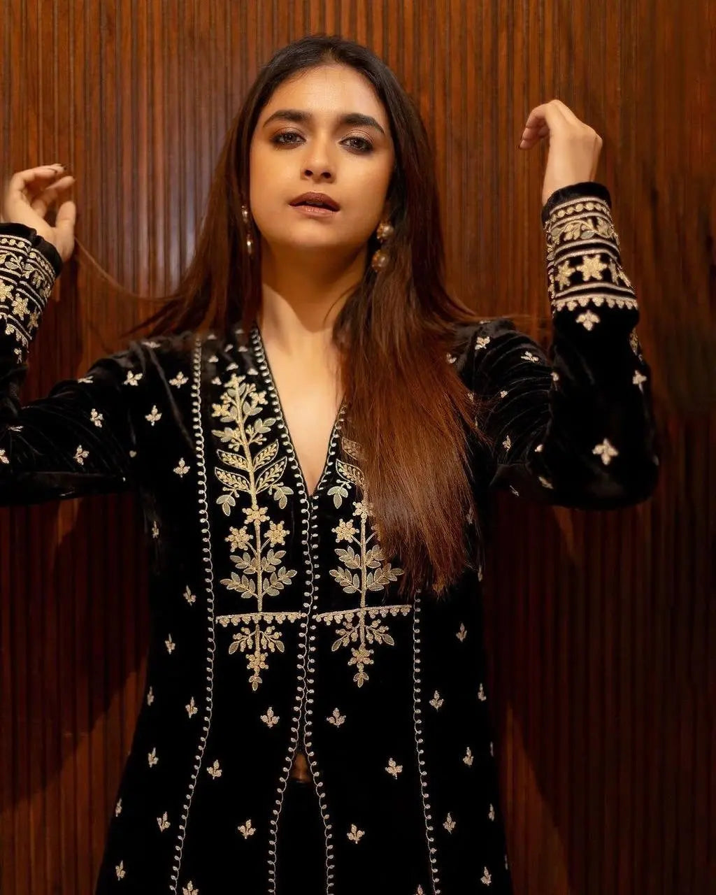 Velvet Heavy Anarkali Embroided Gown (Stitched) - Premium from Ethenika.com - Just INR 2499! Shop now at Ethenika.com