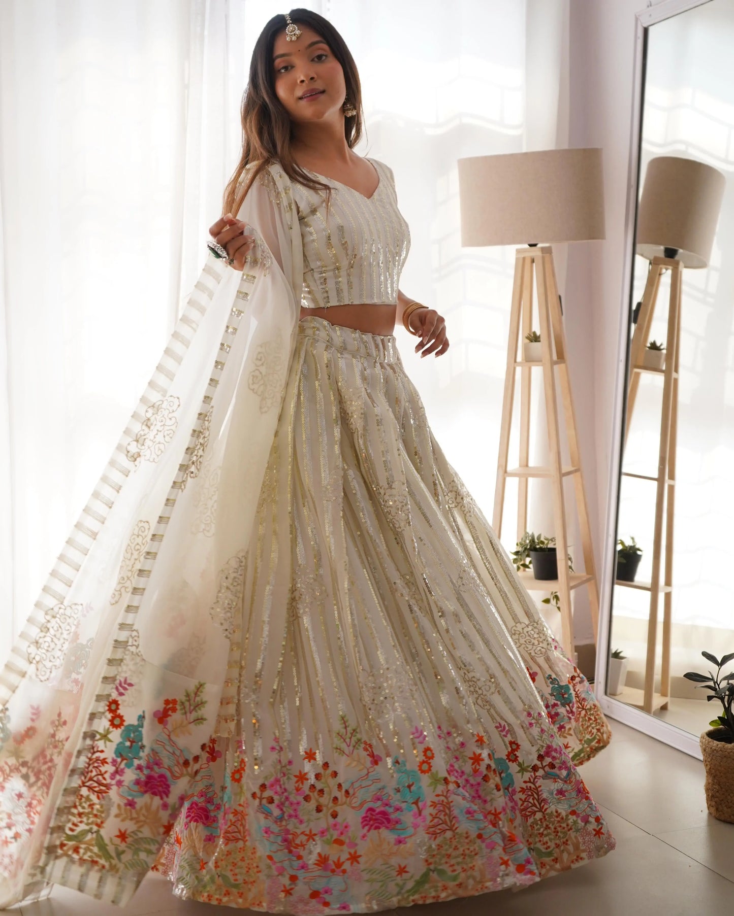Faux Georgette Sequence Embroidery work Lehenga Choli - Premium from Ethenika.com - Just INR 4990! Shop now at Ethenika.com