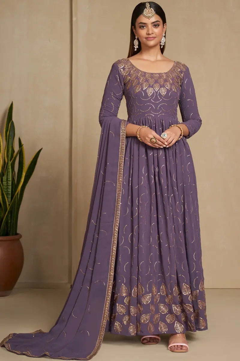 Faux Georgette Sequence Zari Embroidery Work Flair Kurti Dupatta set - Premium from Ethenika.com - Just INR 4990! Shop now at Ethenika.com