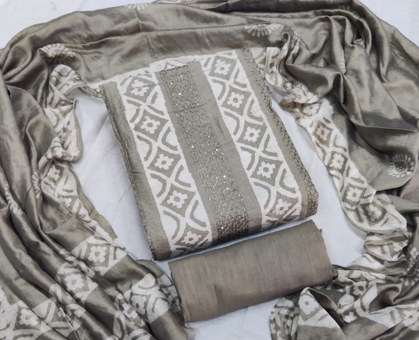 Silk Anchor Stitching Batik Dress Material (Unstitched) - Premium from Ethenika.com - Just INR 1790! Shop now at Ethenika.com