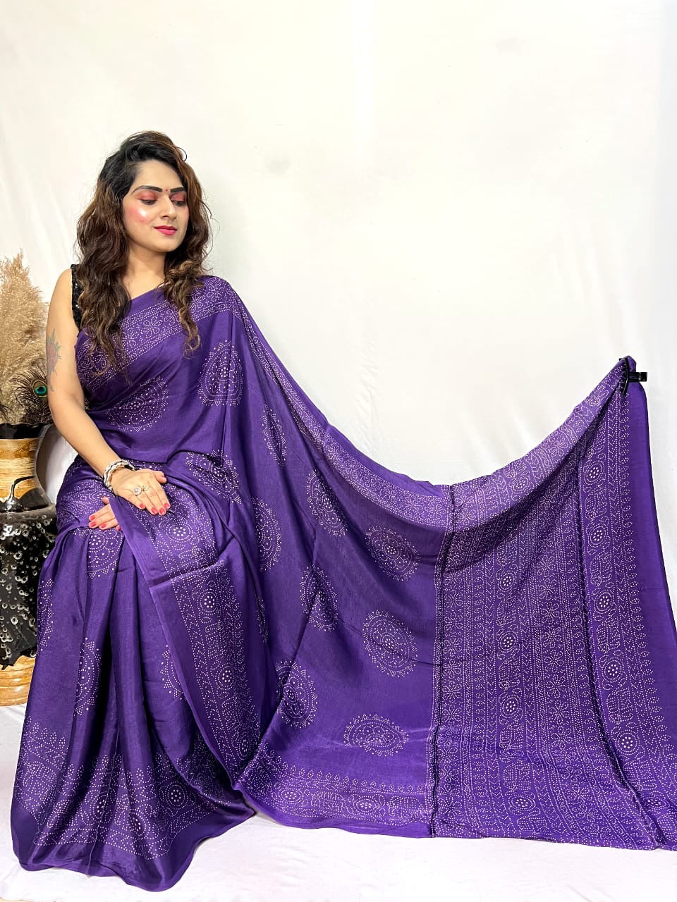 Modal Silk Ajrakh Print Premium Saree - Premium from Ethenika.com - Just INR 3490! Shop now at Ethenika.com