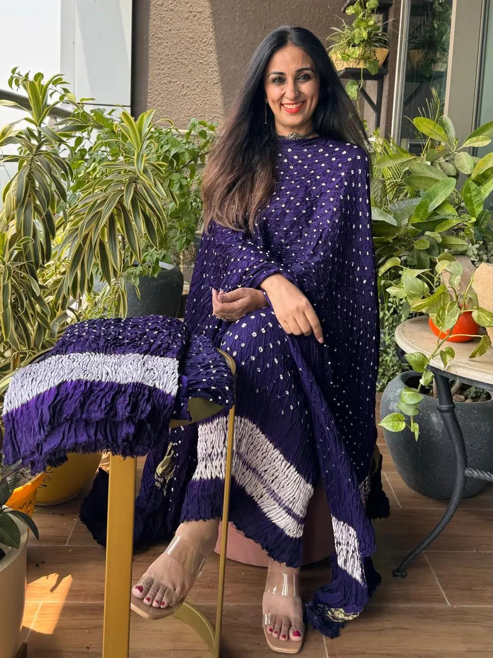 Pure Modal Silk Tye n Dye Authentic Bandhani Dress Material (Unstitched) - Premium from Ethenika.com - Just INR 5990! Shop now at Ethenika.com