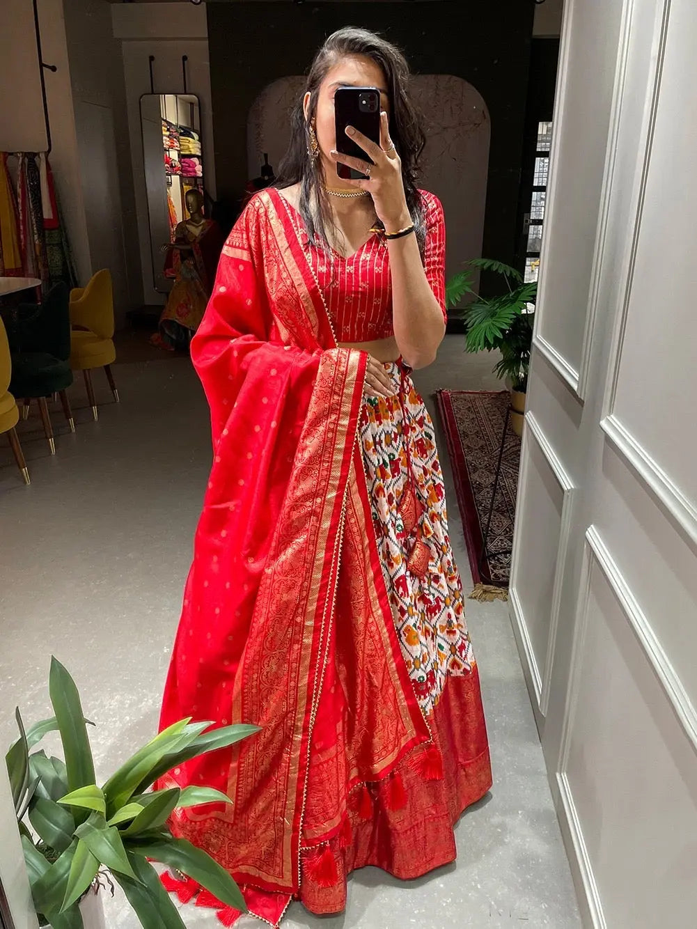 Dola Silk Patola Print with Foil work Navratri special Chaniya Choli (Stitched) - Premium from Ethenika.com - Just INR 2290! Shop now at Ethenika.com