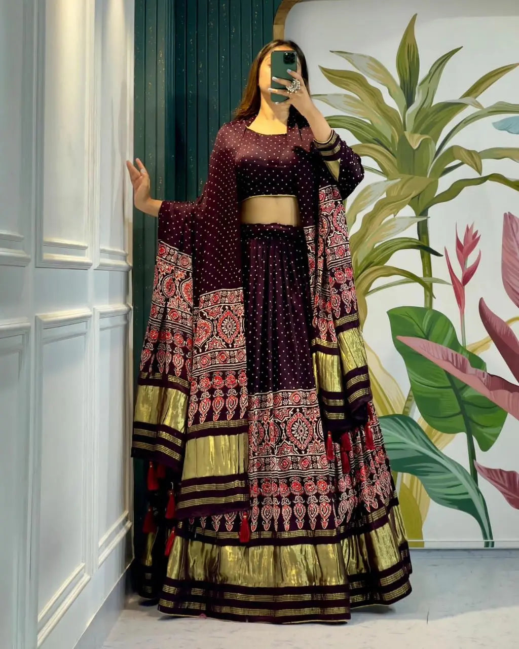 Modal Authentic Hand Blocked Ajrakh work Navratri Special Chaniya Choli - Premium from Ethenika.com - Just INR 6990! Shop now at Ethenika.com