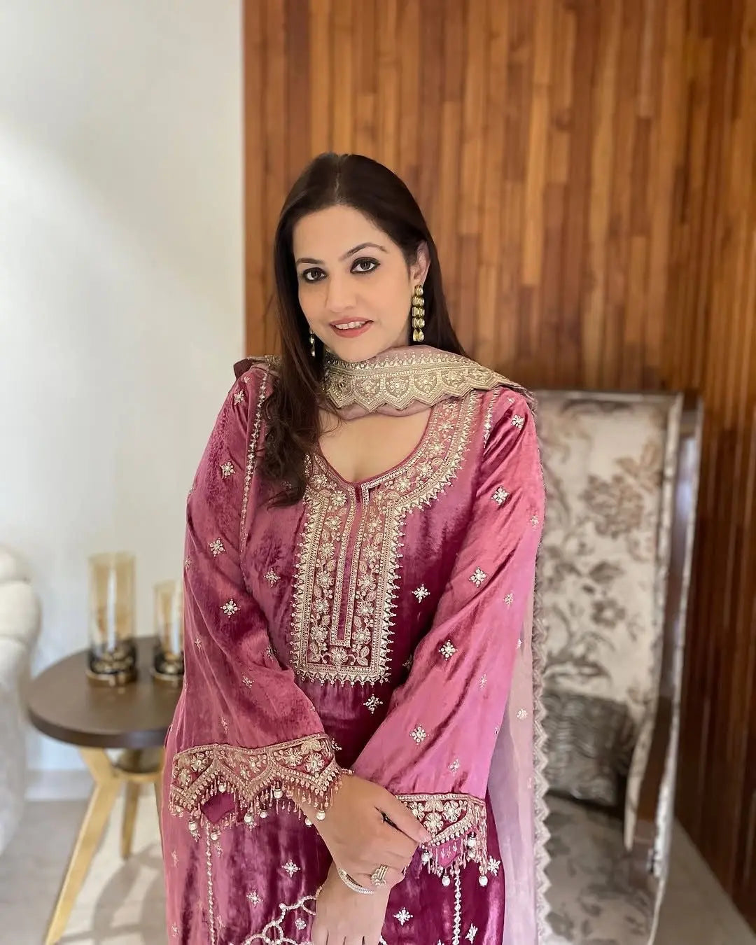 Sequence Moti work Party wear Velvet Suit (Stitched) - Premium  from Ethenika.com  - Just INR 3990! Shop now at Ethenika.com
