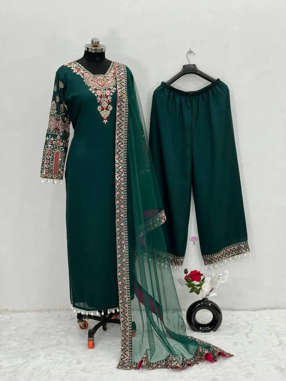 Heavy Vachitra Silk Neck Embroidery kodi work Party wear Suit - Premium from Ethenika.com - Just INR 2990! Shop now at Ethenika.com