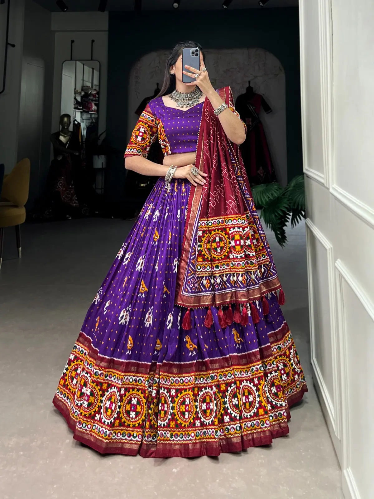 Tussar Silk Patola Print Navratri Special Chaniya Choli - Premium from Ethenika.com - Just INR 4990! Shop now at Ethenika.com