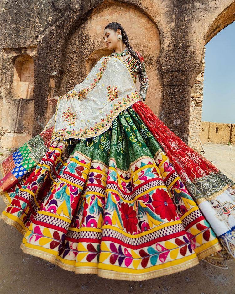 Butter Silk Heavy Gujrati Kutchi work Navratri Special Chaniya Choli Ethenika