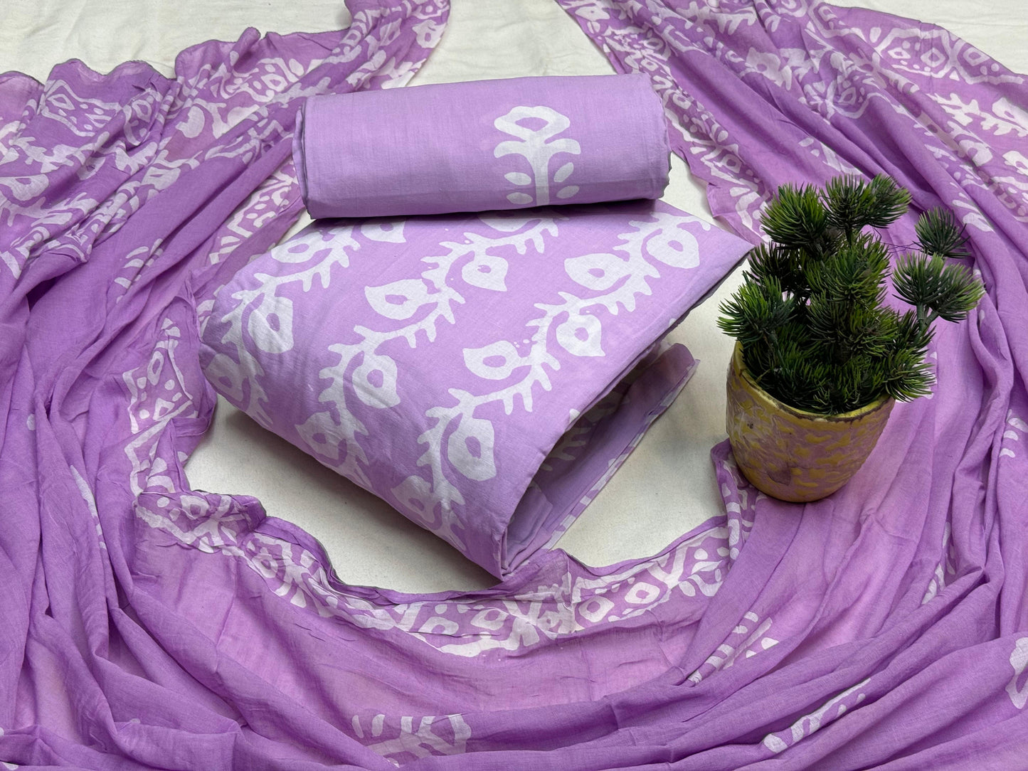 Soft Cotton Hand Blocked Summer Special Batik Dress Material (Unstitched) - Premium from Ethenika.com - Just INR 1790! Shop now at Ethenika.com