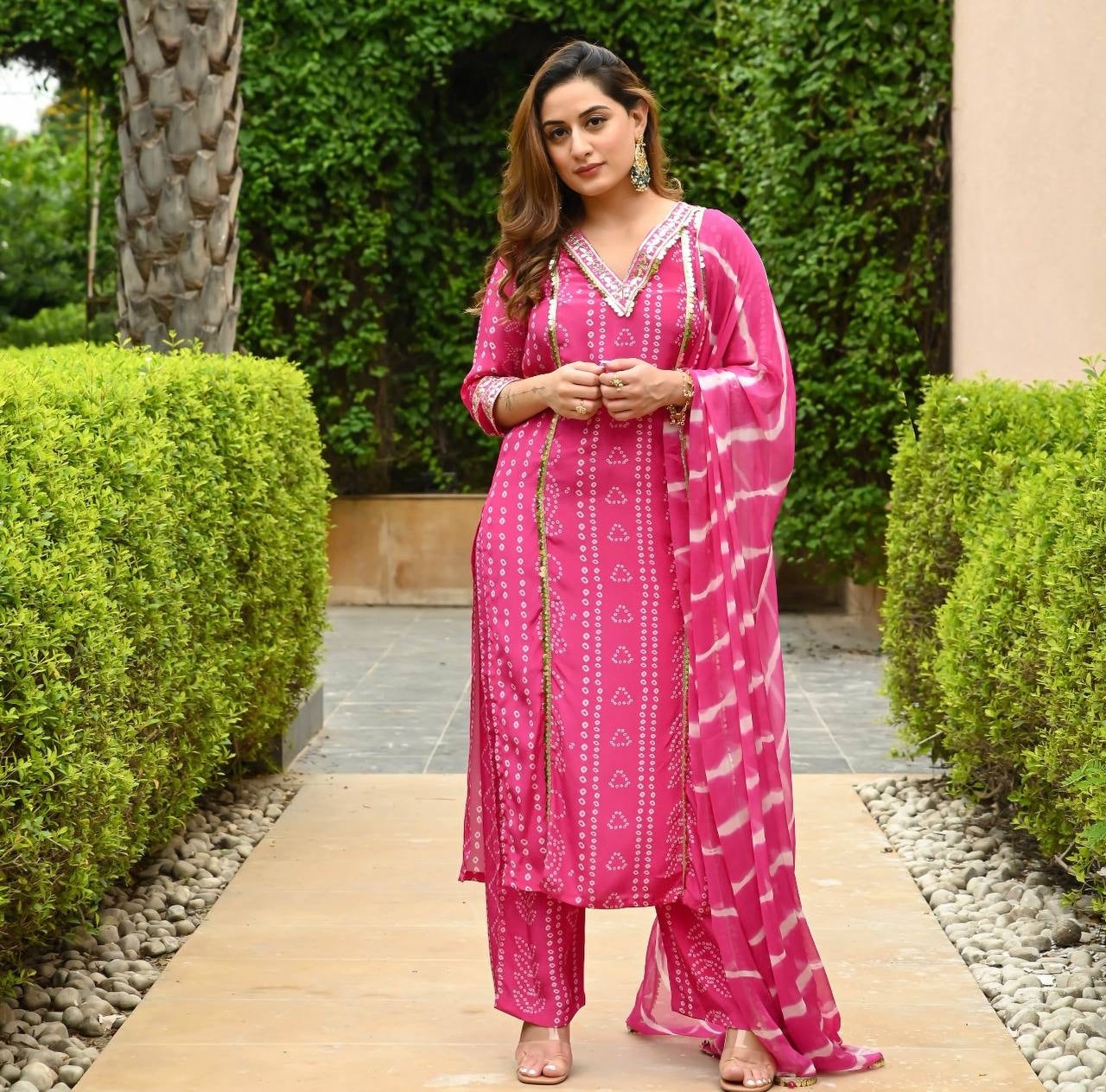 Faux Georgette Digital Bandhani Print Kurti Pant Set (Stitched) - Premium from Ethenika.com - Just INR 2190! Shop now at Ethenika.com