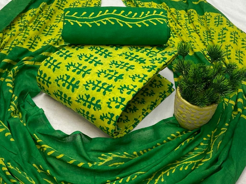Soft Cotton Hand Blocked Wax Batik Dress Material (Unstitched) - Premium from Ethenika.com - Just INR 1490! Shop now at Ethenika.com