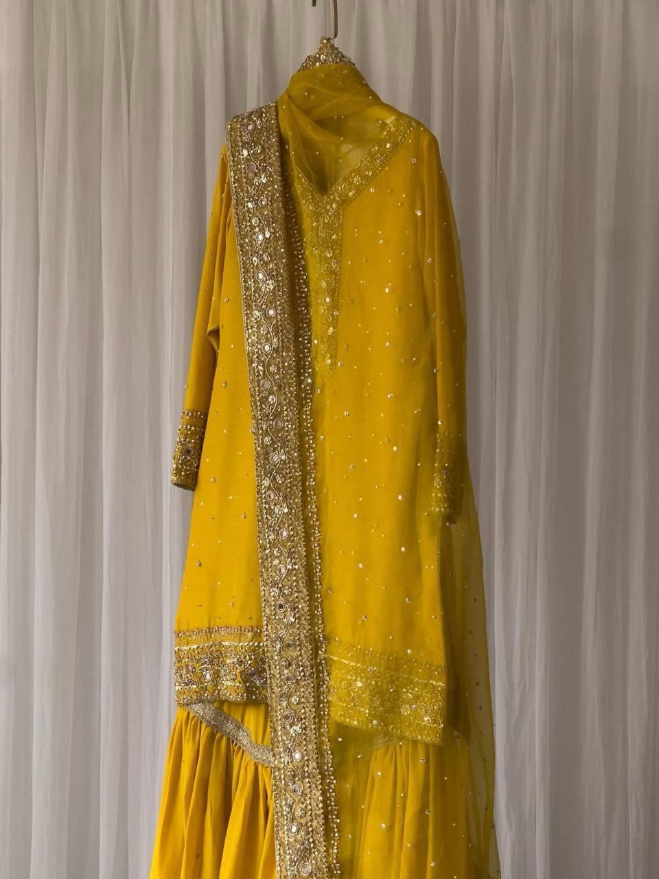 Faux Georgette Haldi Ceremony Dress (Ready to Wear) - Premium from Ethenika.com - Just INR 2990! Shop now at Ethenika.com