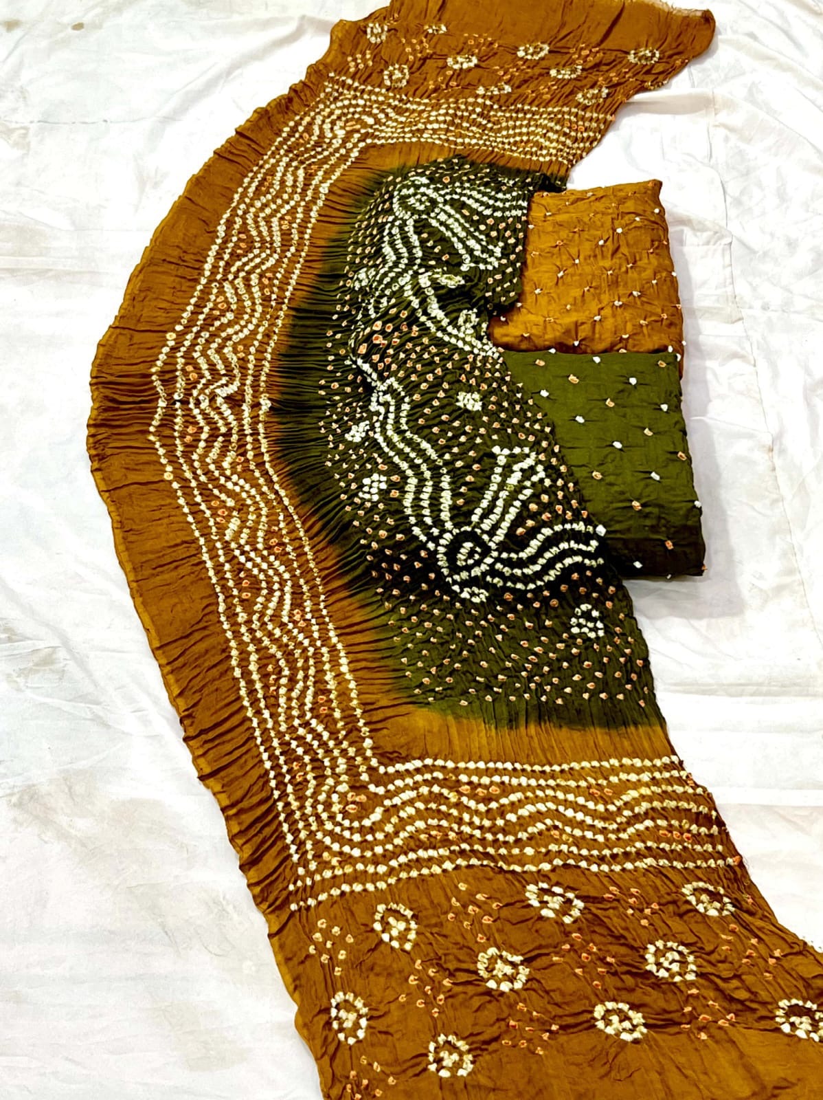 Cotton Satin Hand Crafted Kutchi Bandhani Dress Material - Premium from Ethenika.com - Just INR 2190! Shop now at Ethenika.com