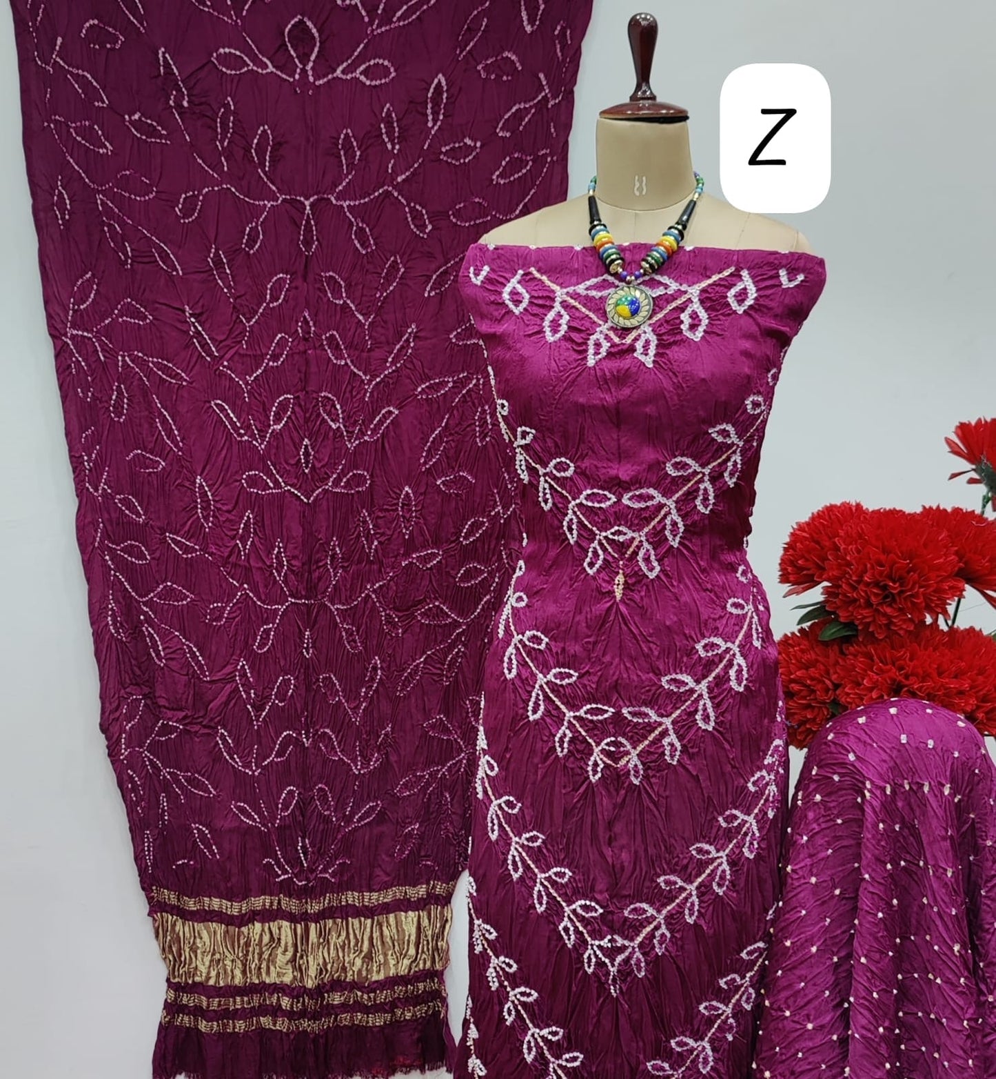 Modal Ghazi Silk Kutchi Bandhani Dress Material (Unstitched) - Premium from Ethenika.com - Just INR 5990! Shop now at Ethenika.com