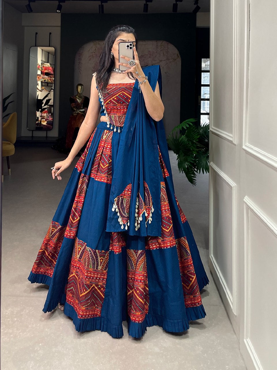 Pure Cotton Garba Navratri Special Lehenga Choli Blouse Set - Premium from Ethenika.com - Just INR 4590! Shop now at Ethenika.com