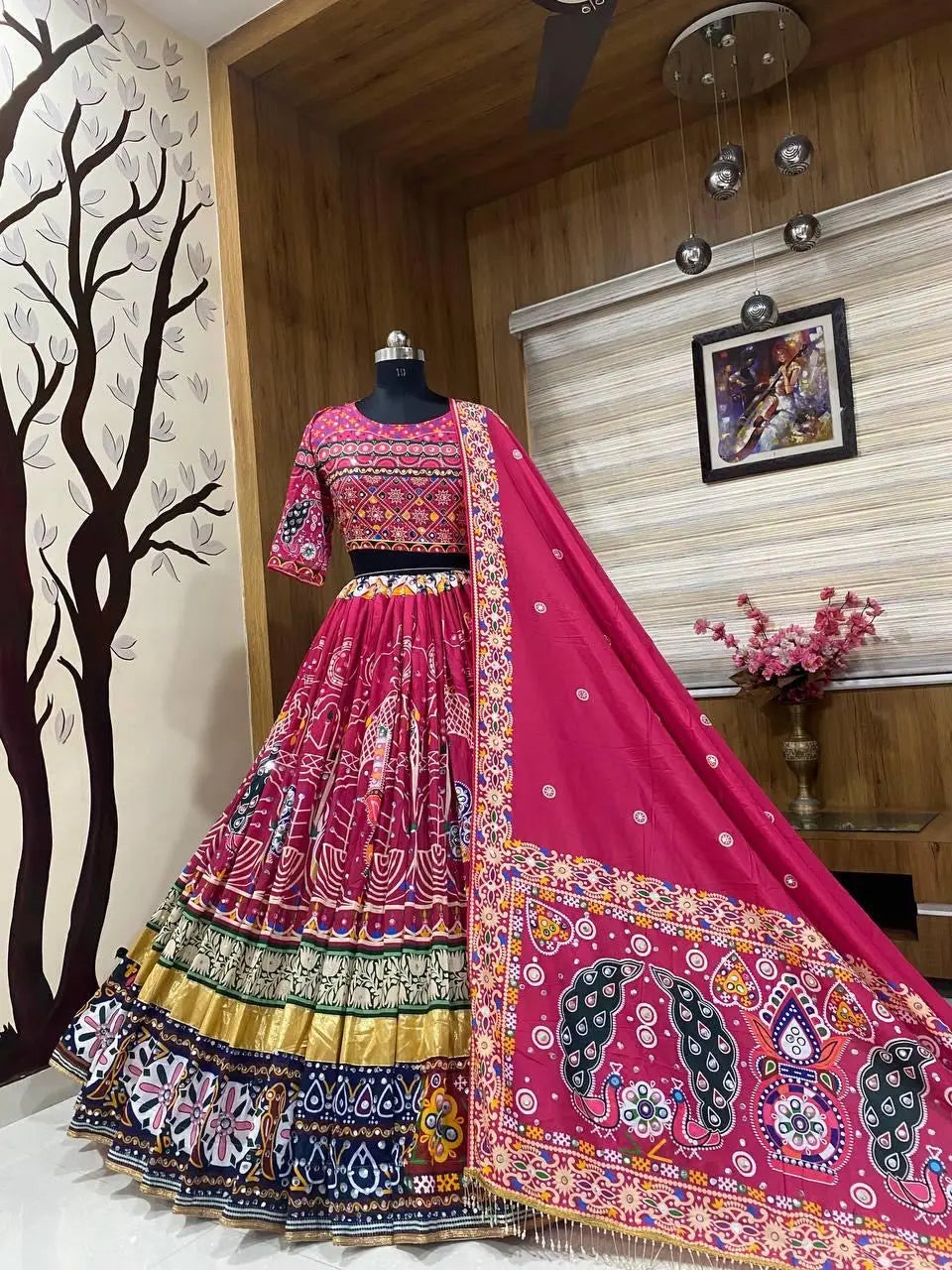 Soft Muslin Digital Print Mirror work Navratri Special Chaniya Choli - Premium from Ethenika.com - Just INR 3090! Shop now at Ethenika.com