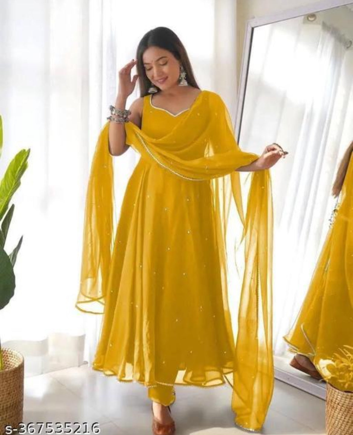 Faux Georgette 5mm sequence work Party wear Gown (Stitched) - Premium from Ethenika.com - Just INR 2190! Shop now at Ethenika.com