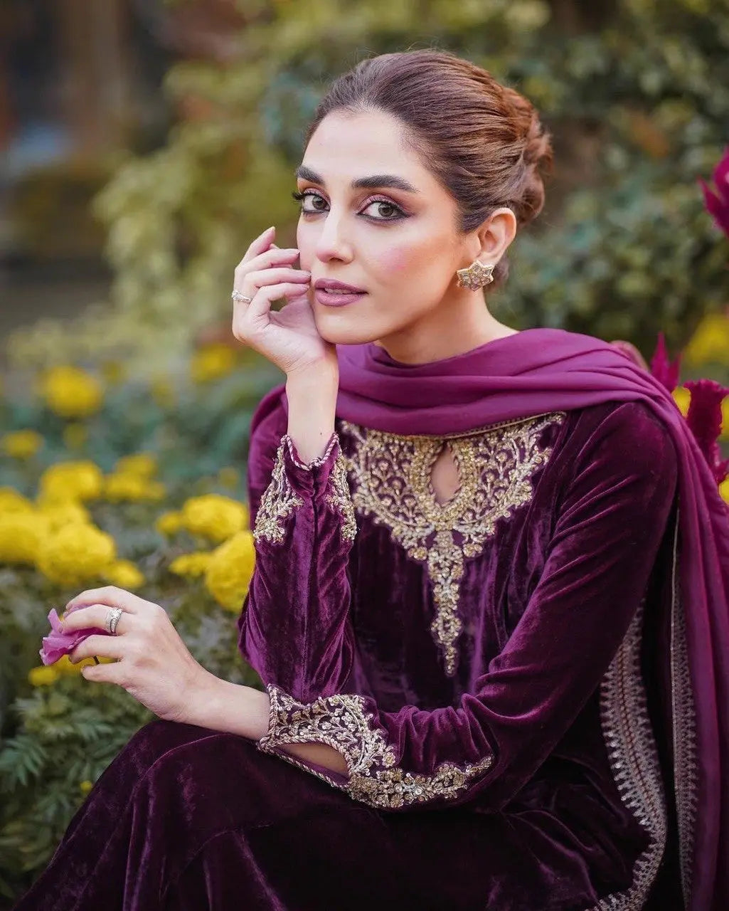 Winter Wear Premium Embroided Velvet Kurti Pant Dupatta set (Stitched) - Premium from Ethenika.com - Just INR 2190! Shop now at Ethenika.com