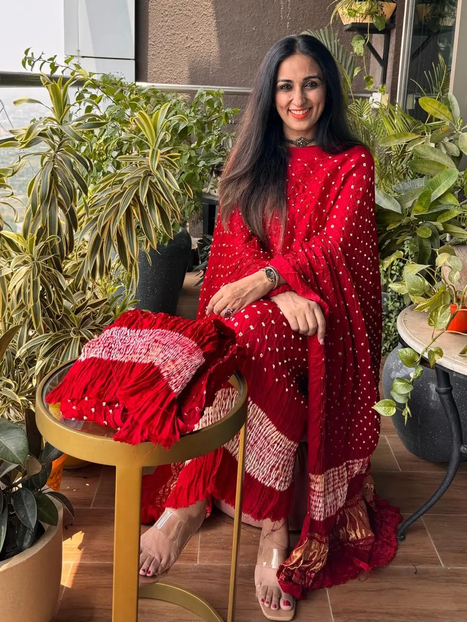 Pure Modal Silk Tye n Dye Authentic Bandhani Dress Material (Unstitched) - Premium from Ethenika.com - Just INR 5990! Shop now at Ethenika.com