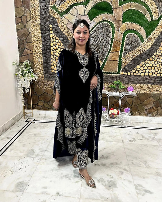 Heavy Sequence work Viscose Partywear Velvet Suit (Stitched) - Premium  from Ethenika.com - Just INR 3590! Shop now at Ethenika.com