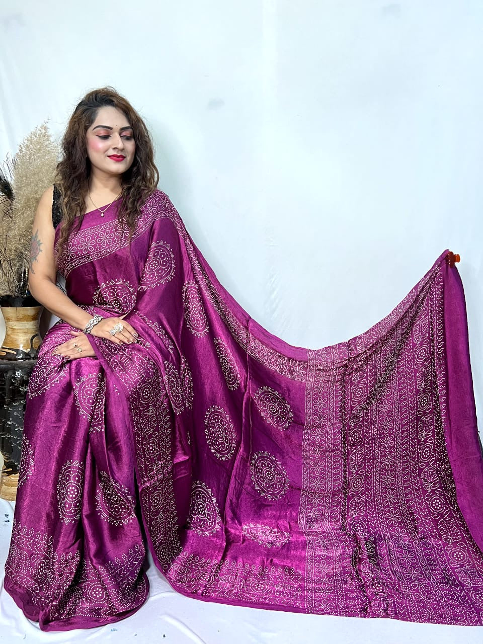 Modal Silk Ajrakh Print Premium Saree - Premium from Ethenika.com - Just INR 3490! Shop now at Ethenika.com