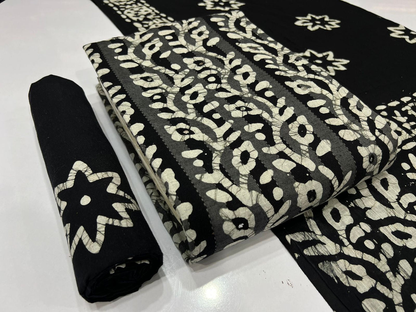 Soft Cotton Mirror work Hand Blocked Wax Batik Dress Material - Premium  from Ethenika.com - Just INR 1390! Shop now at Ethenika.com