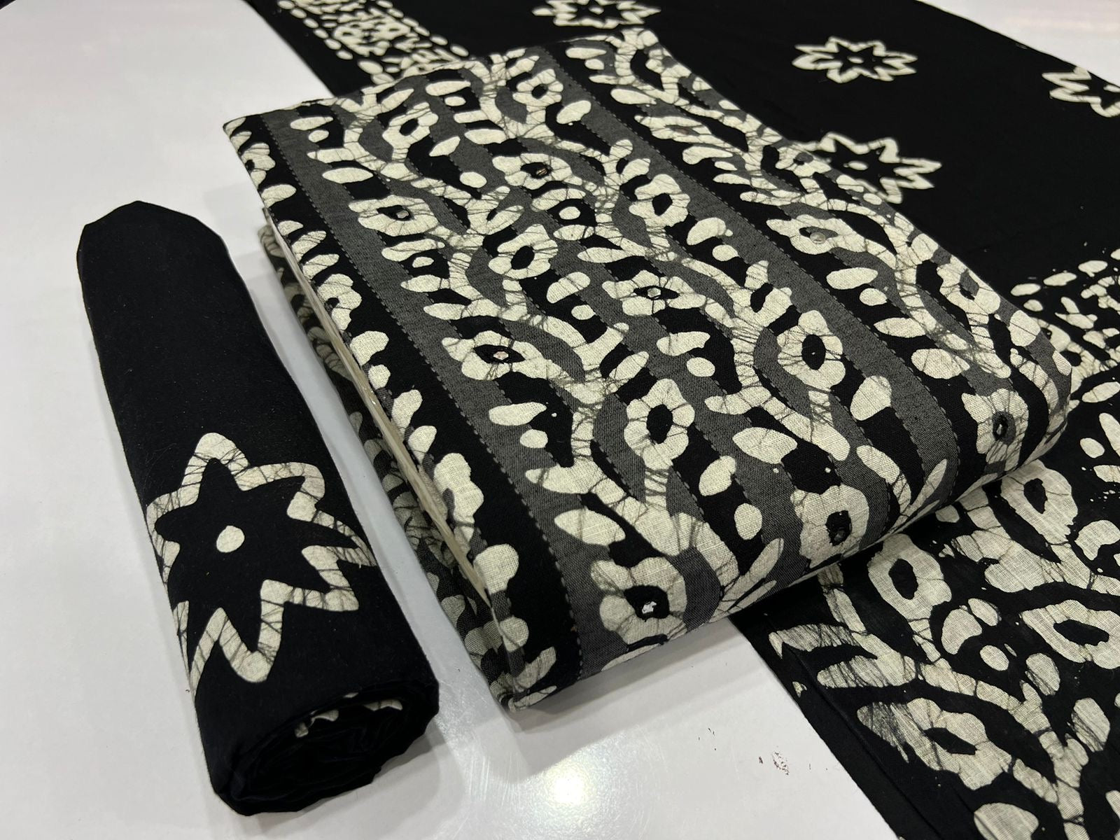 Soft Cotton Mirror work Hand Blocked Wax Batik Dress Material - Premium  from Ethenika.com - Just INR 1390! Shop now at Ethenika.com