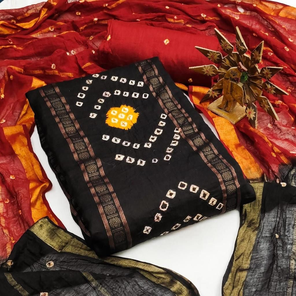 Cotton Jeckard Weaving Bandhani Dress Material - Premium from Ethenika.com - Just INR 1390! Shop now at Ethenika.com