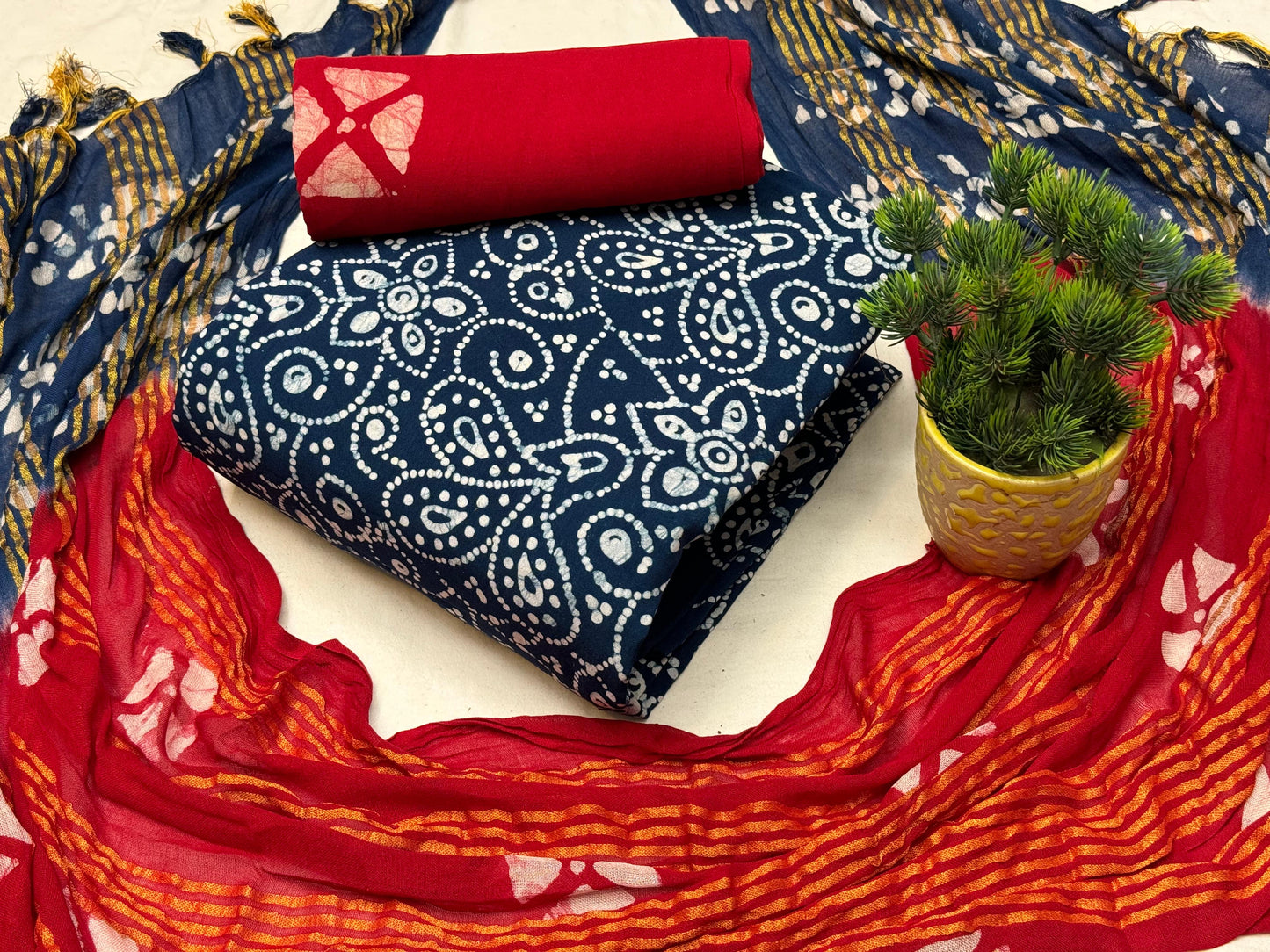 Cotton Hand Blocked Batik Dress Material - Premium  from Ethenika.com - Just INR 1390! Shop now at Ethenika.com