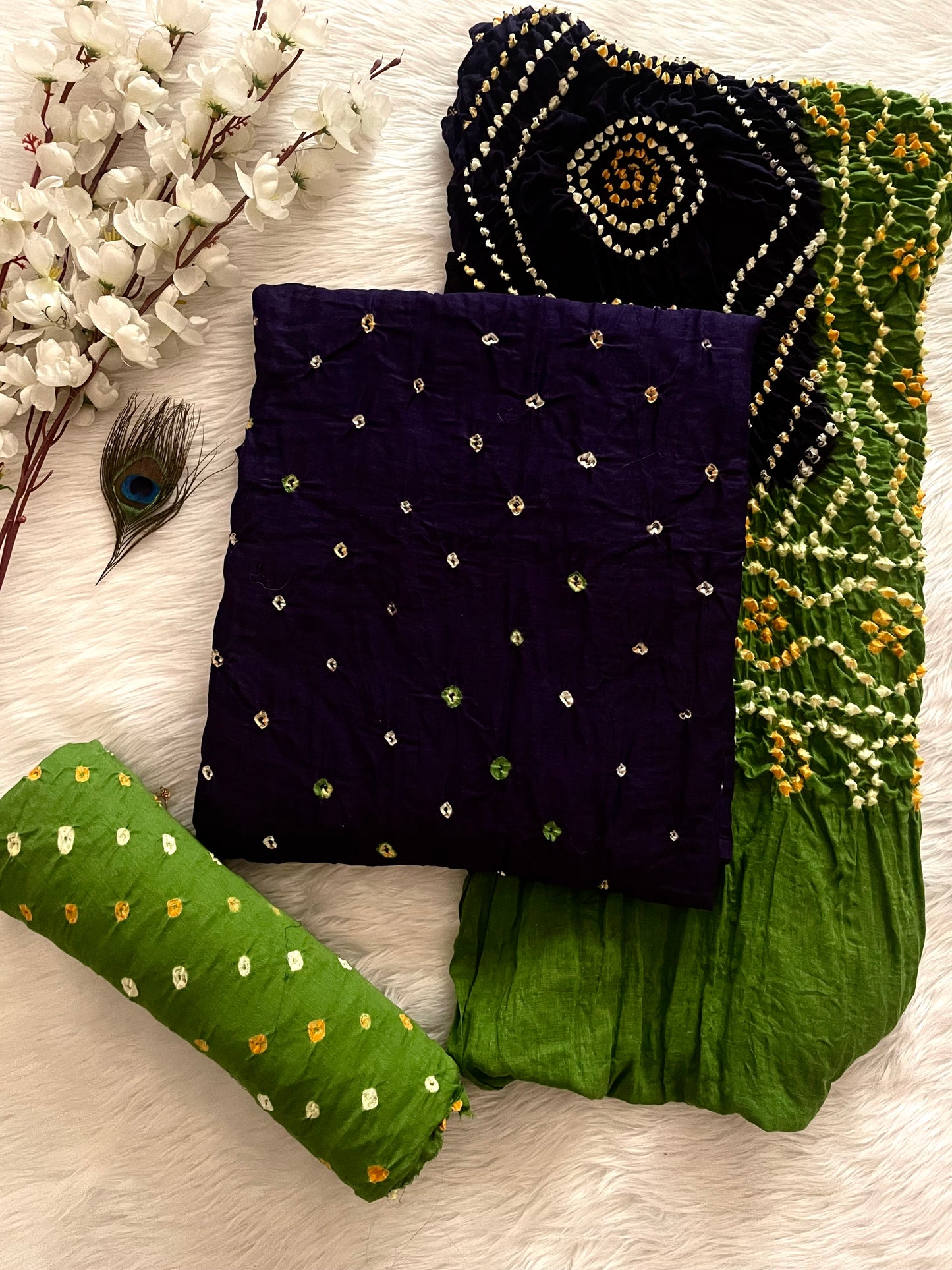 Cotton Satin Ethenika Kutch Original Hand Crafted Bandhani Dress Material (Unstitched) - Premium from Ethenika.com - Just INR 2190! Shop now at Ethenika.com