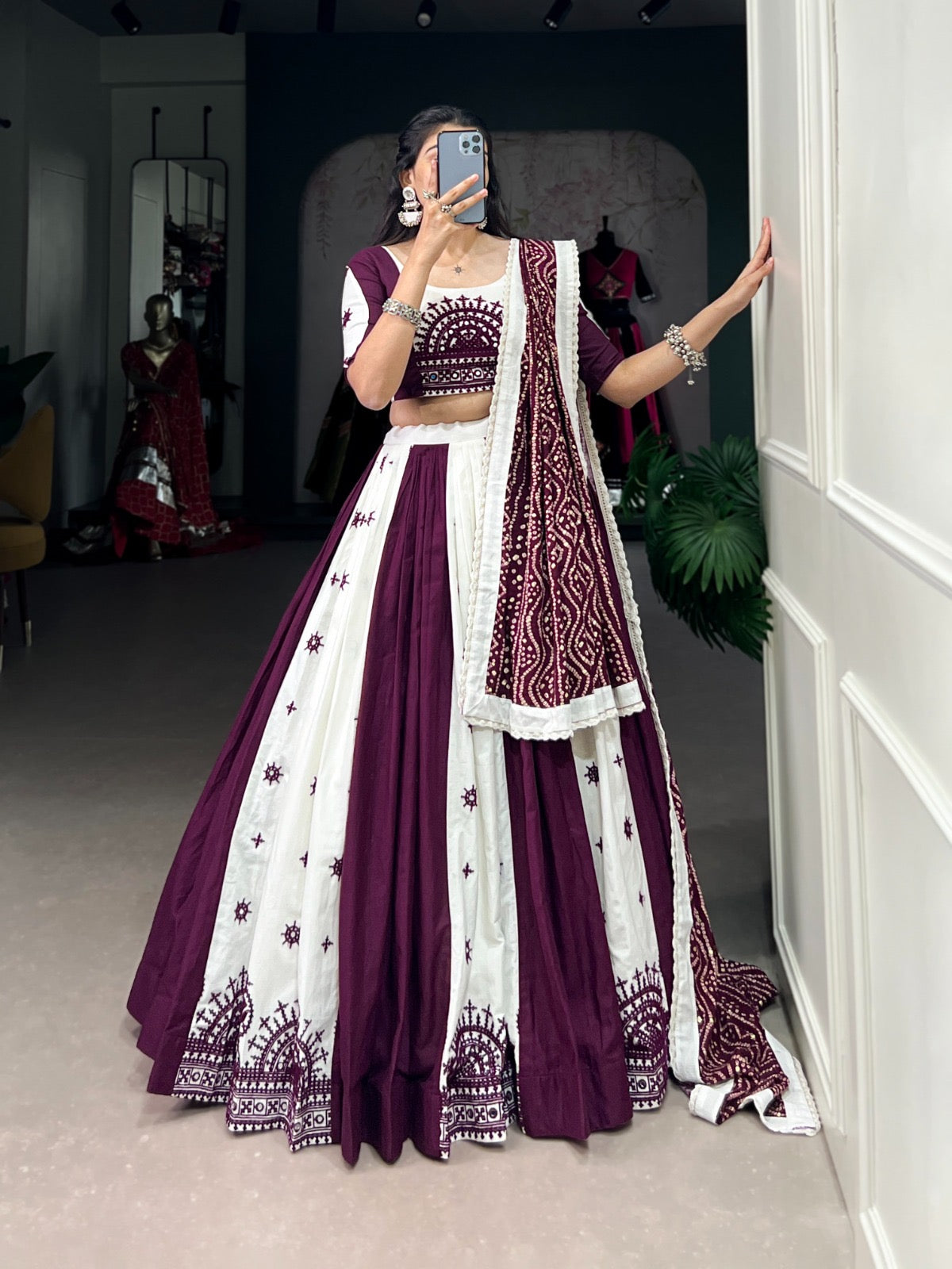 Pure Cotton Mirror Gamthi work Navratri special Chaniya Choli - Premium from Ethenika.com - Just INR 4990! Shop now at Ethenika.com