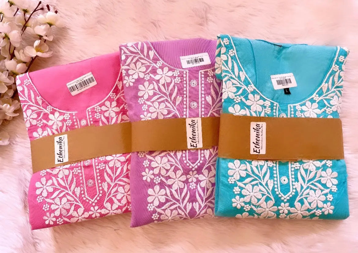 Cotton Thread Embroidery work Kurti Pant Set (Stitched) - Premium from Ethenika.com - Just INR 1590! Shop now at Ethenika.com