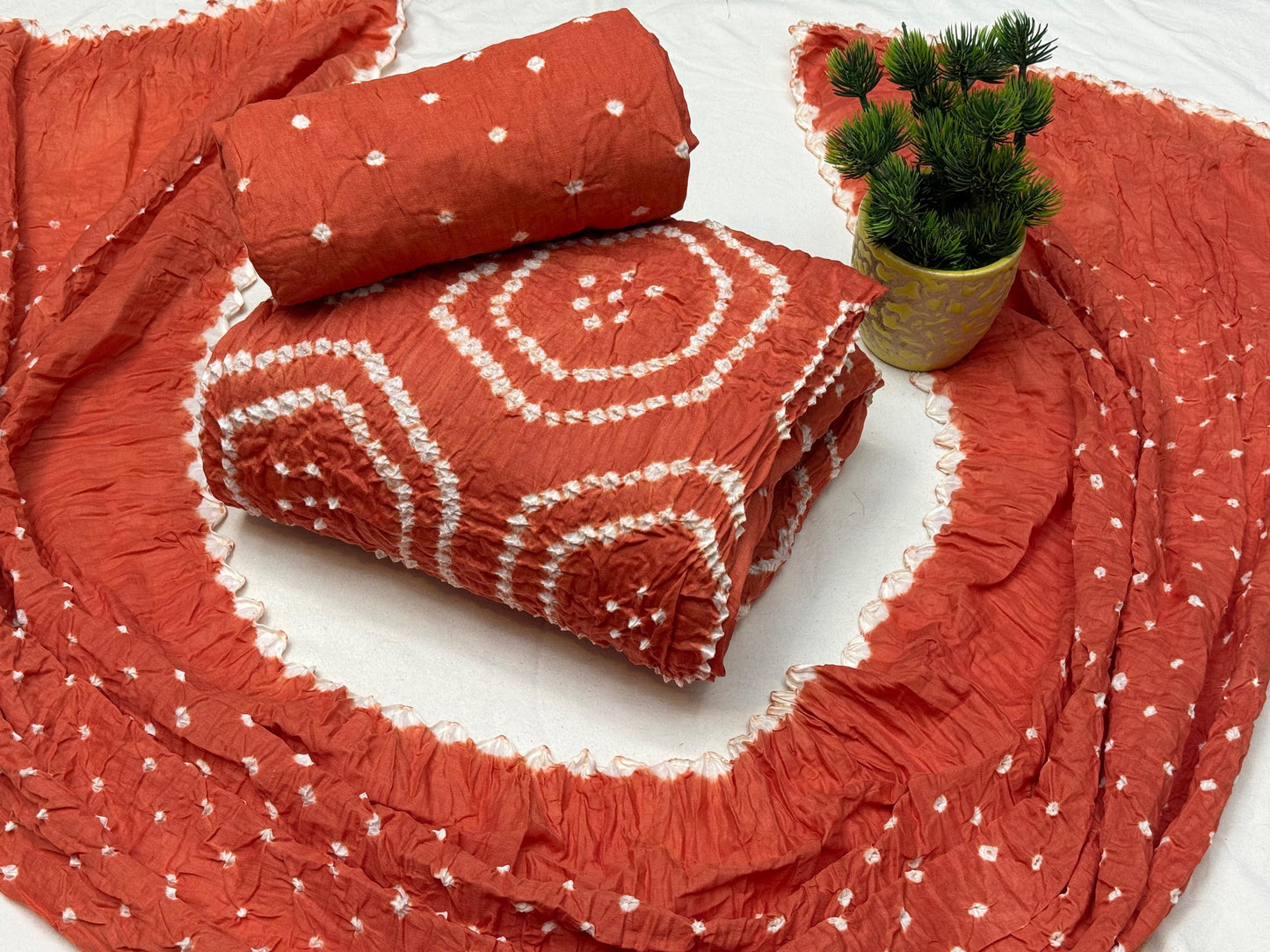 Cotton Satin Self Color Summer Special Bandhani Dress Material - Premium from Ethenika.com - Just INR 1690! Shop now at Ethenika.com