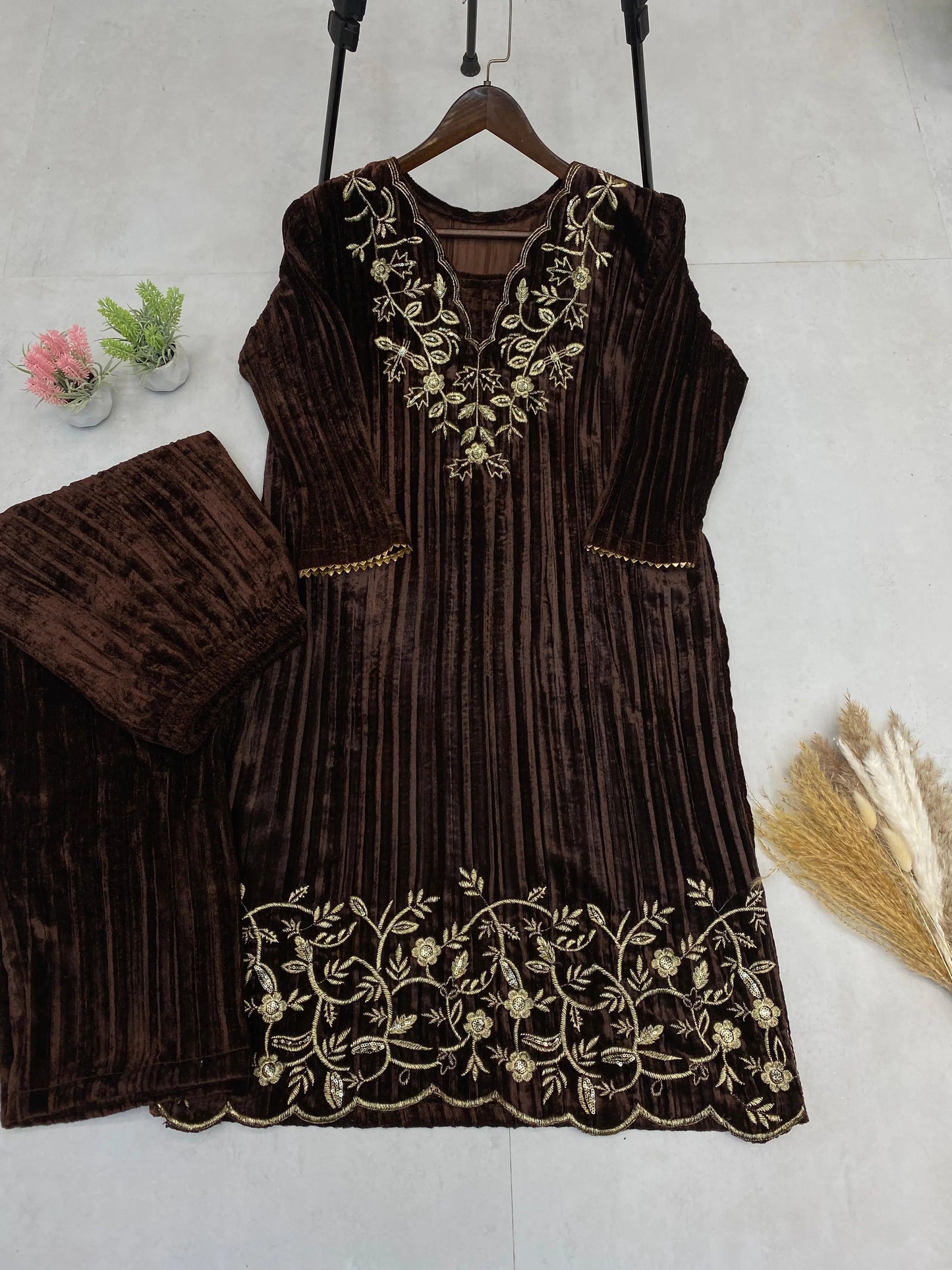 Ethenika Premium Embroidery work Winter Wear Velvet Suit - Premium from Ethenika.com - Just INR 2990! Shop now at Ethenika.com