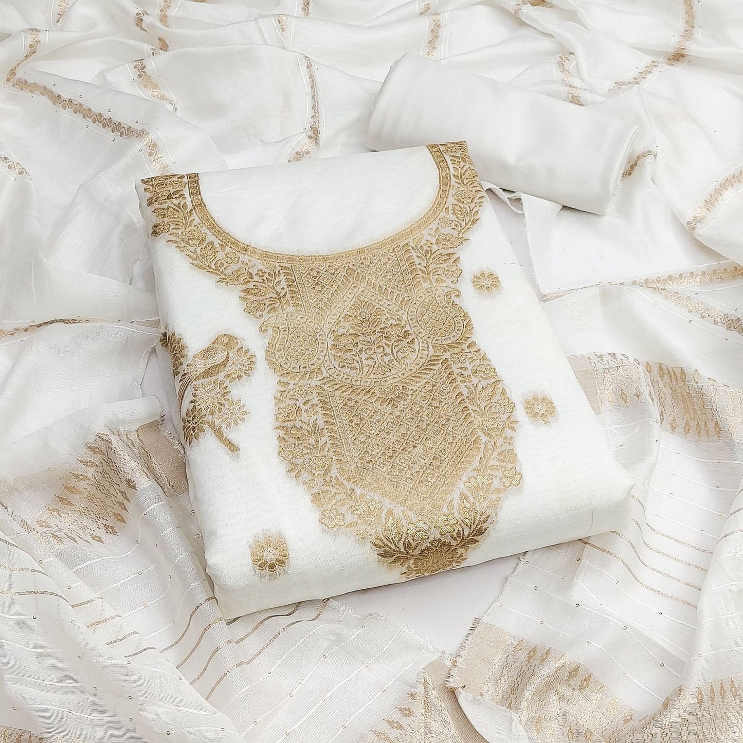 Banarsi Jeckard Weaving Summer Salwar Suit Material (Unstitched)