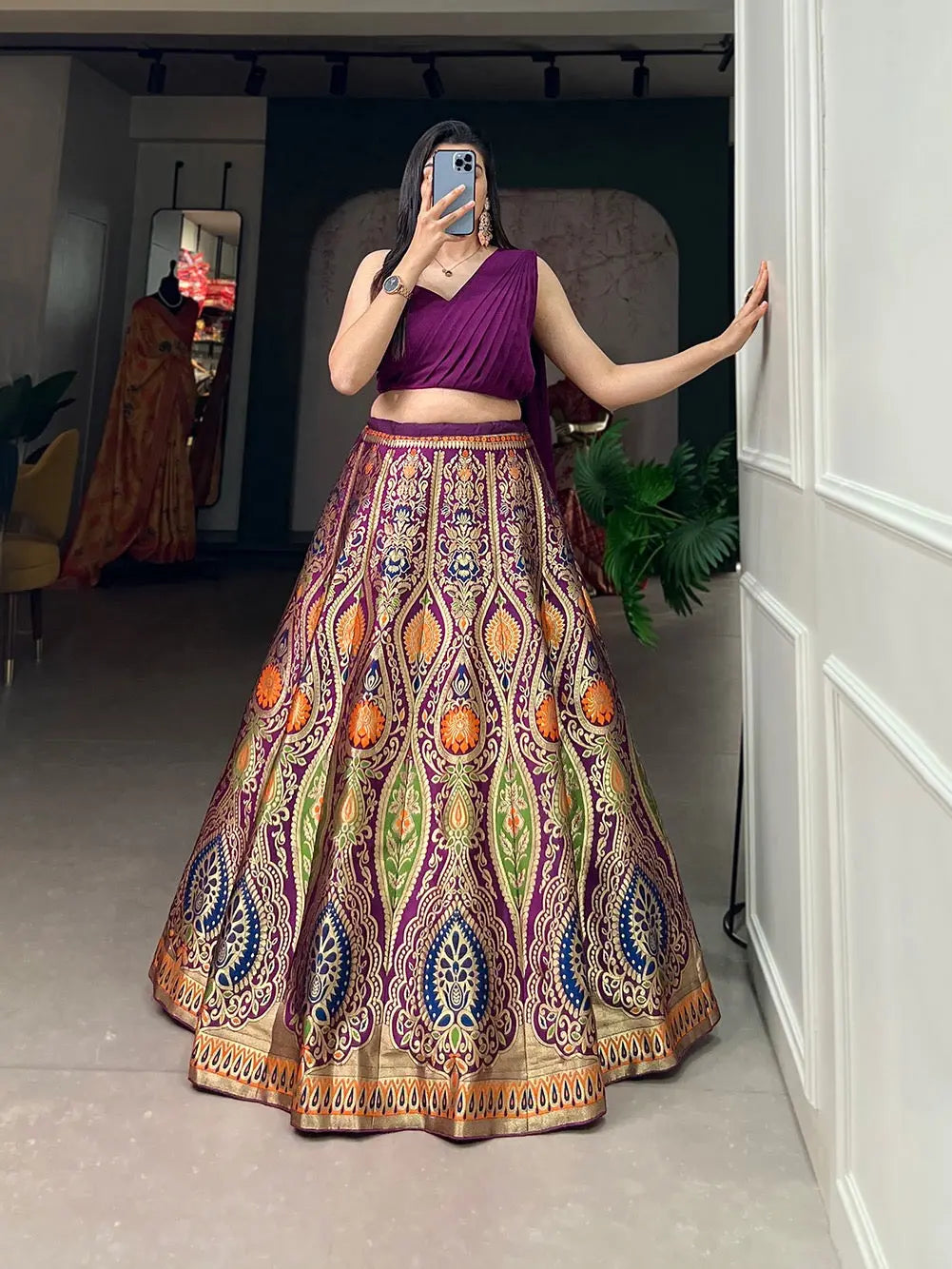 Banarsi Silk Zari Weaving work Lehenga Choli Set - Premium from Ethenika.com - Just INR 4990! Shop now at Ethenika.com